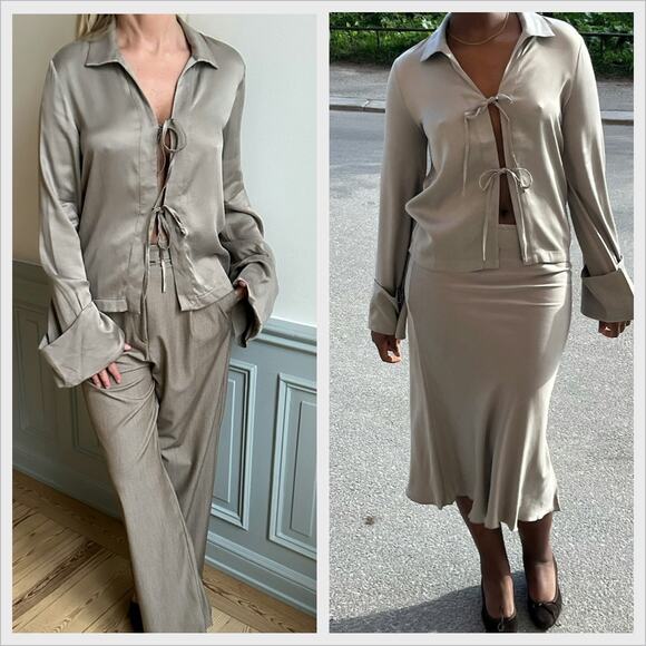 Djerf Avenue Occasion Top in Rain Long Sleeve // Size Small - Picture 2 of 7